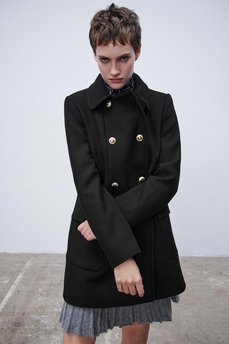 Black coat with gold buttons online